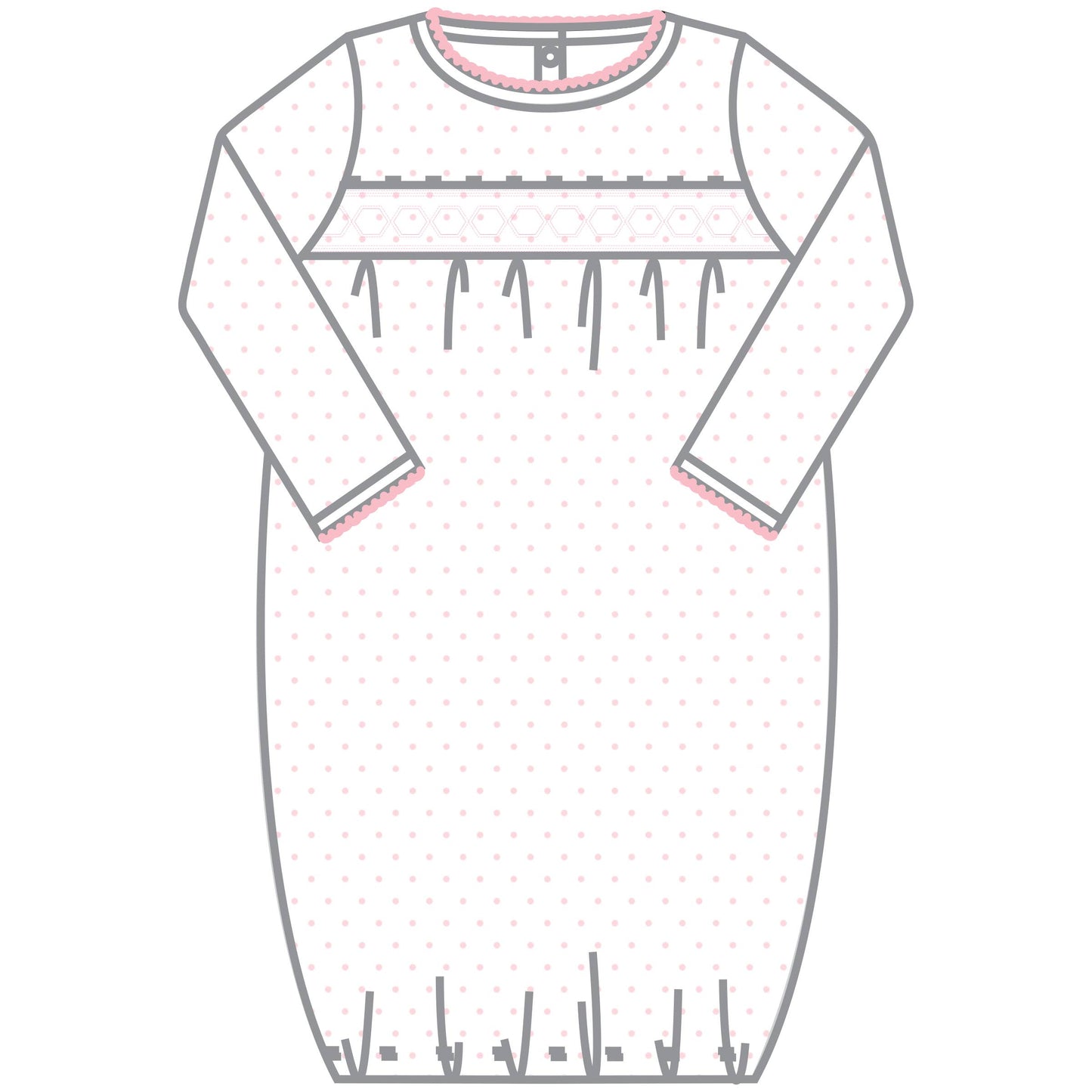 Mini Pink Dots Smocked Gown