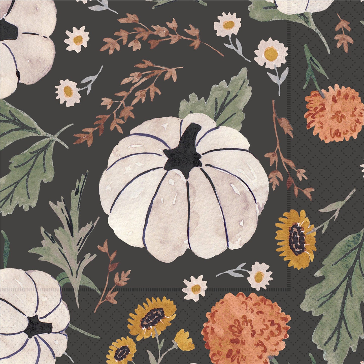 20 Count Floral Pumpkin Cocktail Napkins