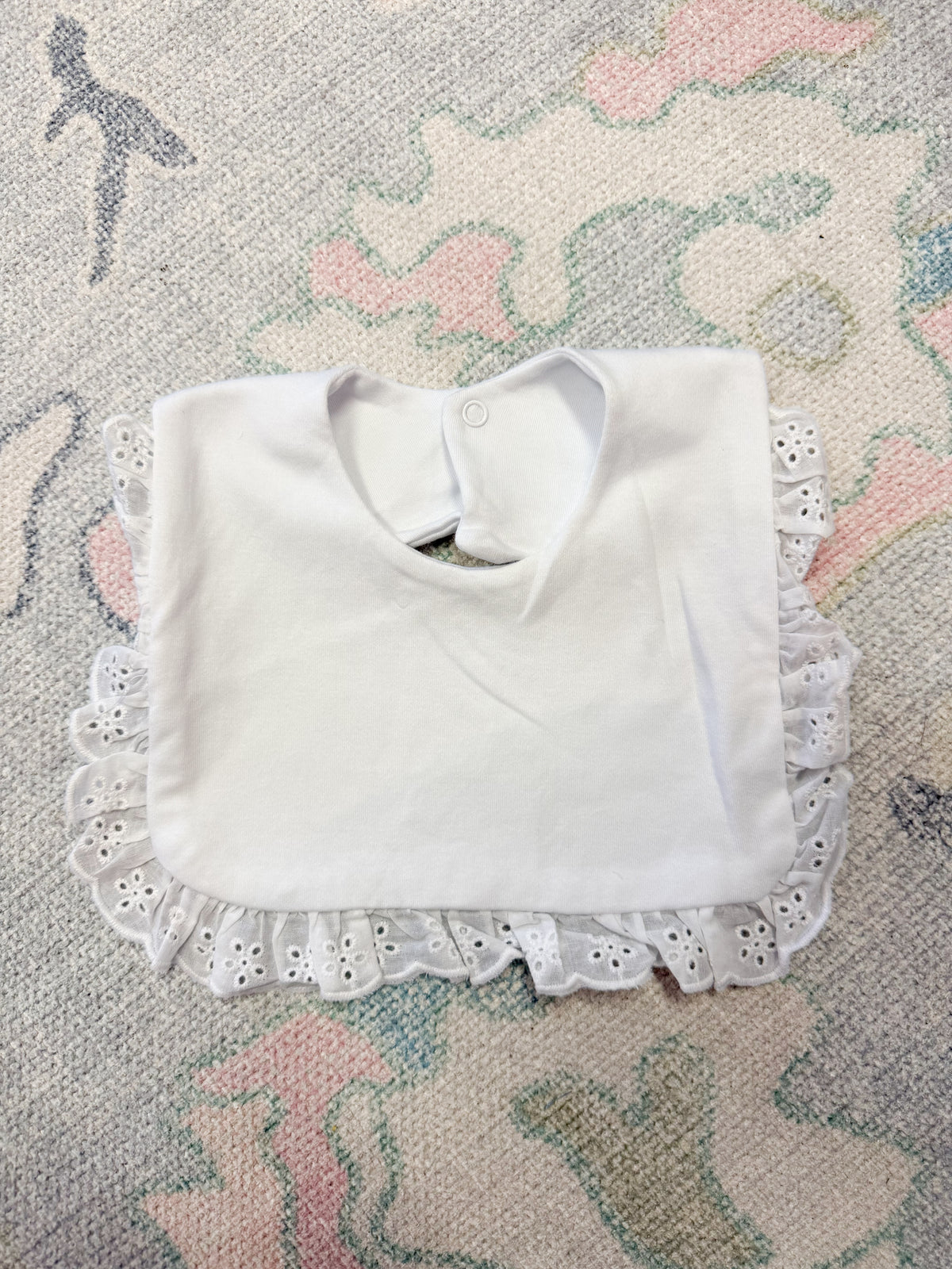 White Eyelet Trim Cotton Bib