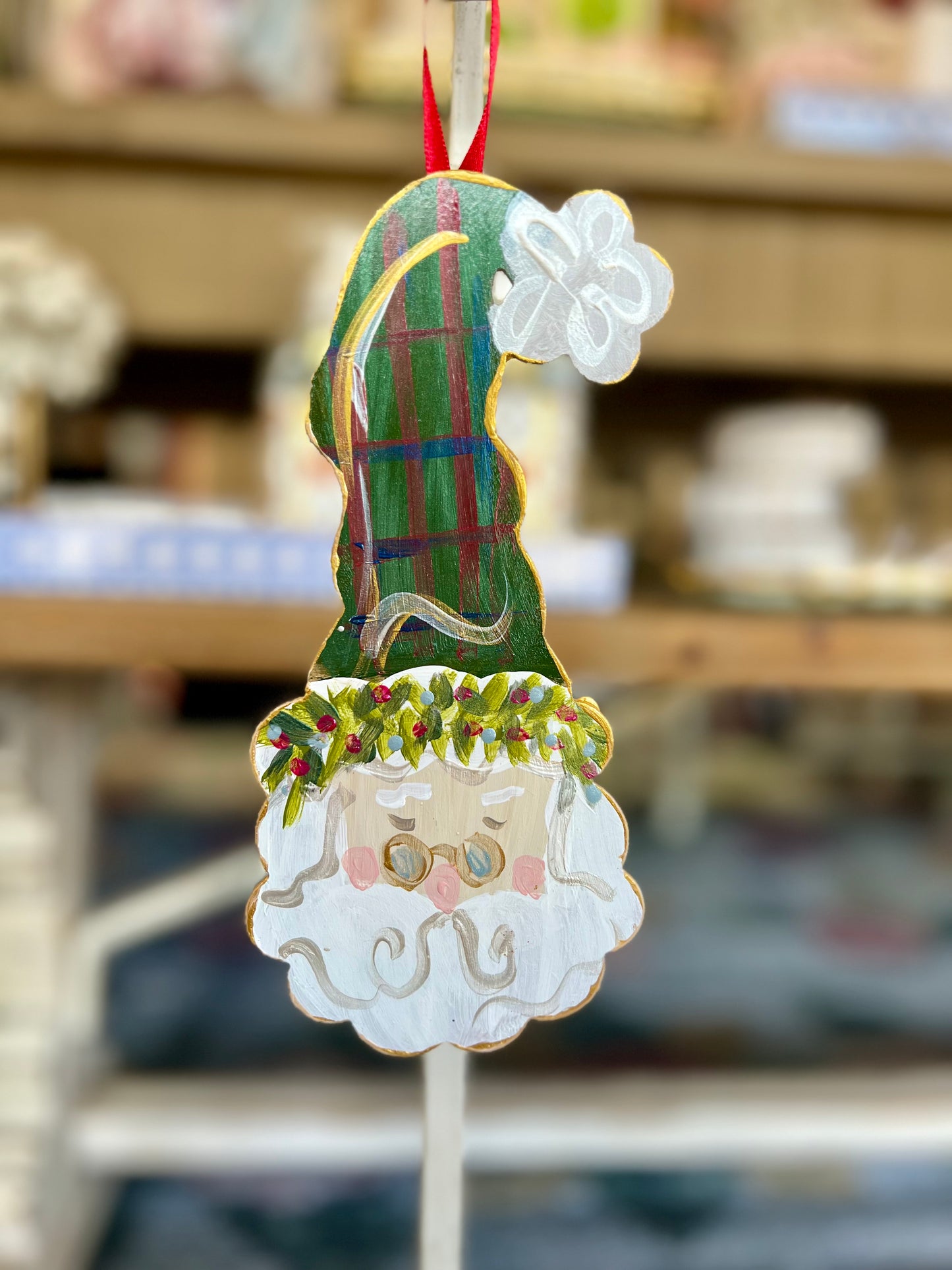 BB Fulton Plaid Santa Ornament