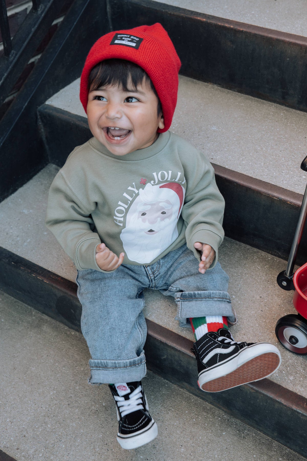 Kids Retro Santa Green Sweatshirt