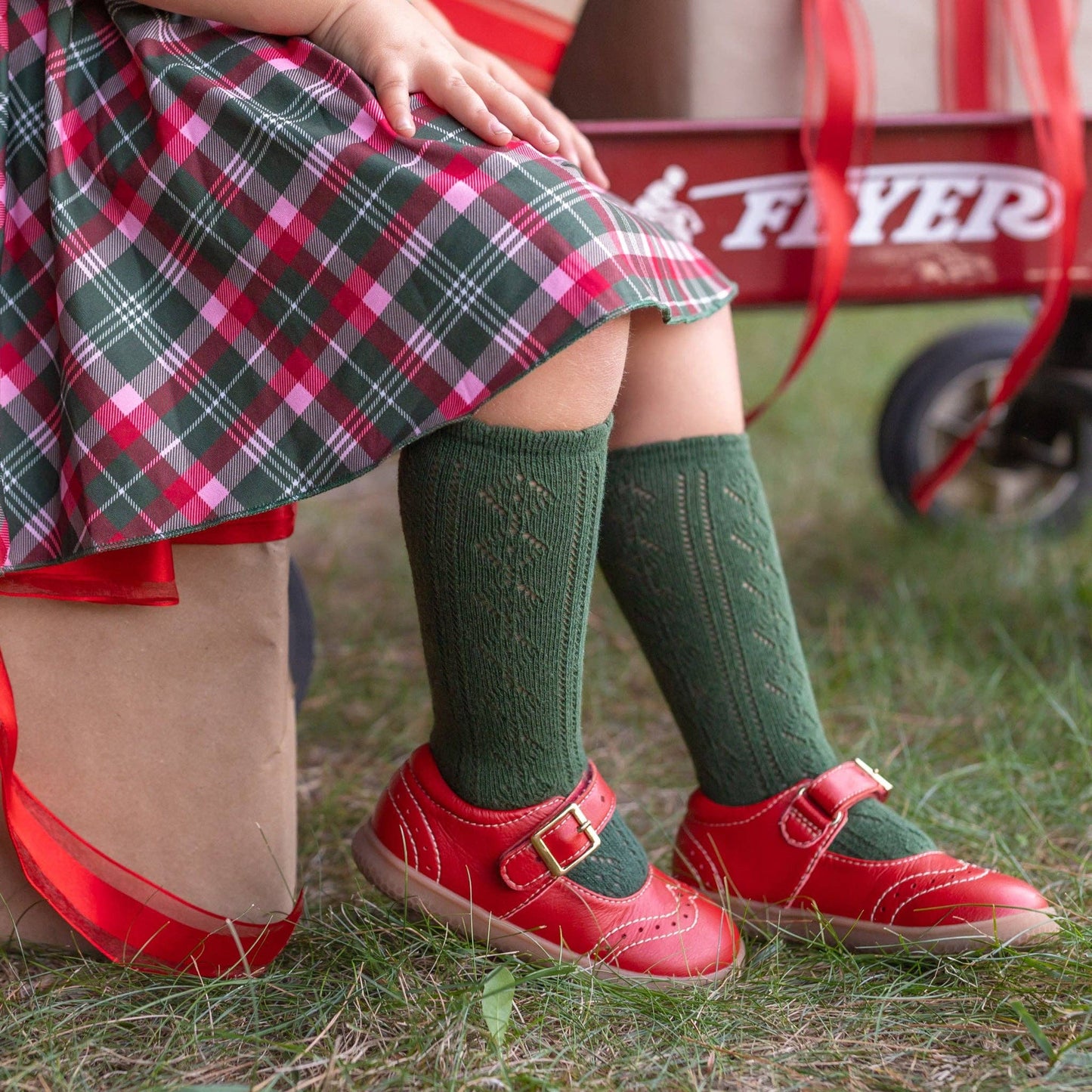 Forest Scalloped Fancy Knee High Socks