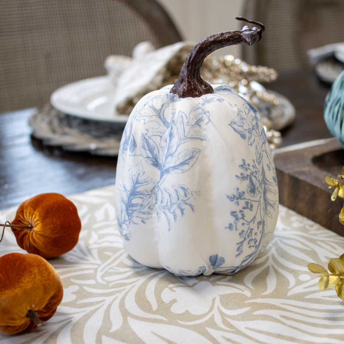 Tall Blue & White Pumpkin