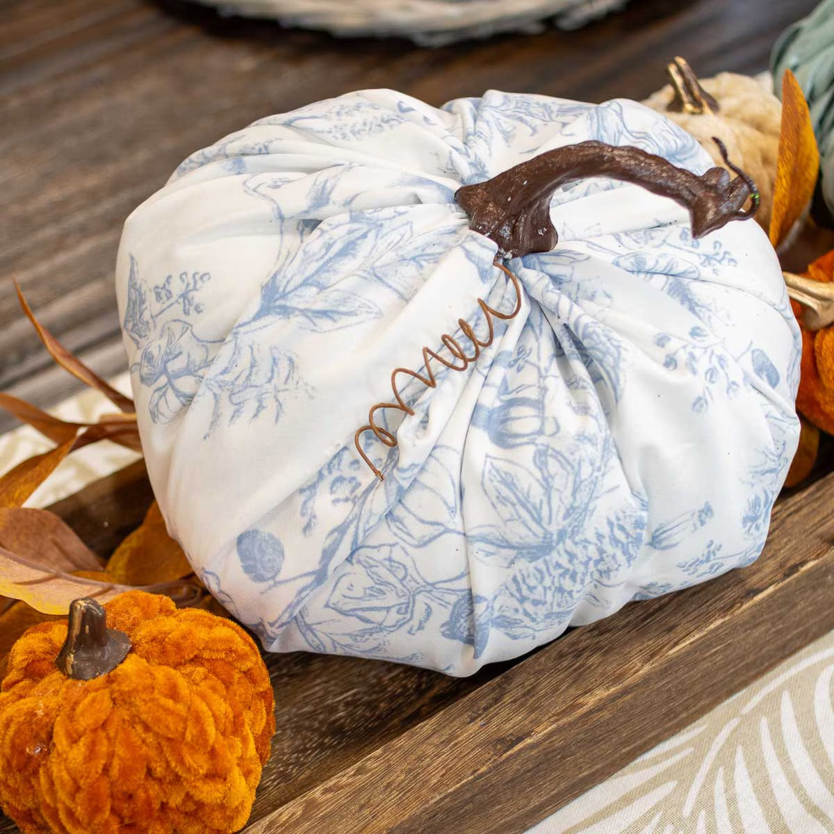 Large Short Blue & White Pumpkin