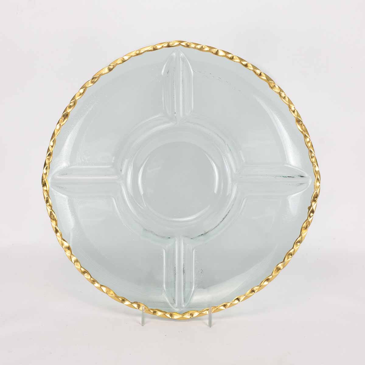 Cordova Round Gold Trim Chip & Dip Platter