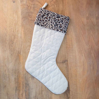 Cream/Leopard Quilted Christmas Stocking