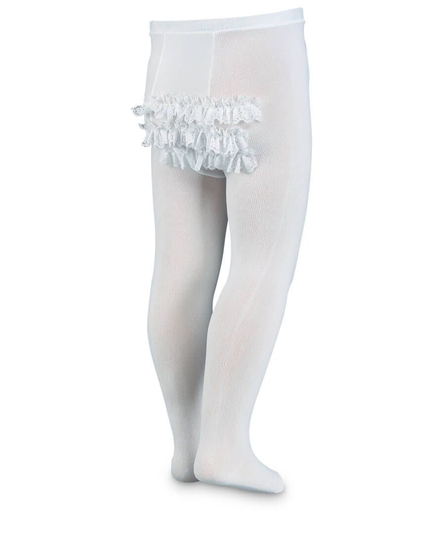 White Ruffle Lace Tights