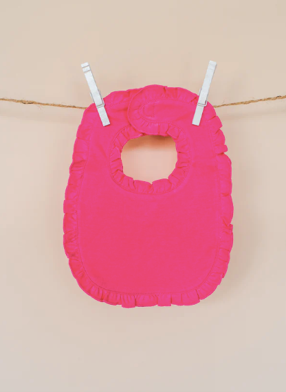 Hot Pink Ruffle Baby Bib