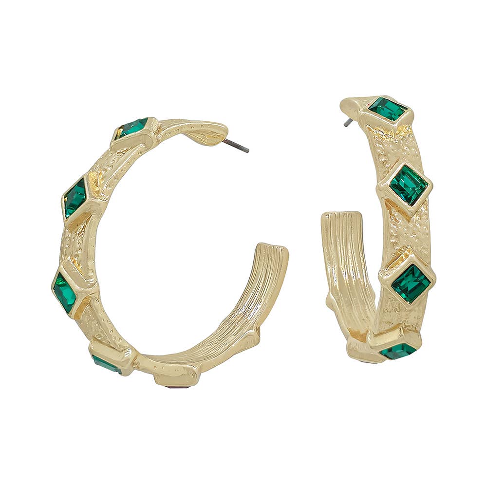 MB - Regan Emerald/Gold Hoop Earrings