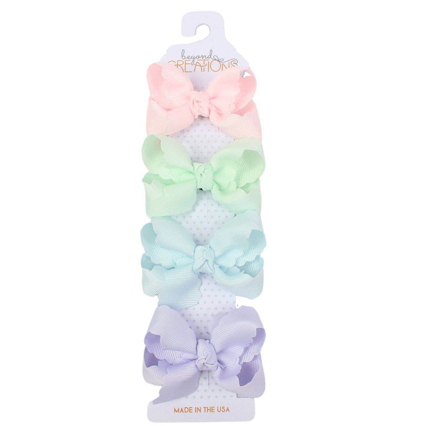 3" Small Scalloped Edge Hair Bow: Powder 4 Pack