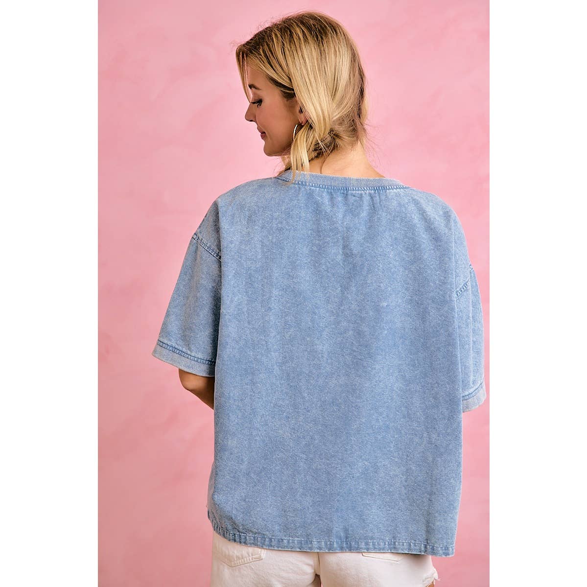 Gameday Denim Washed Football Applique Tee