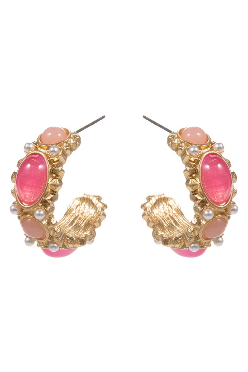 MB - Tatum Pink/Gold Hoop Earrings