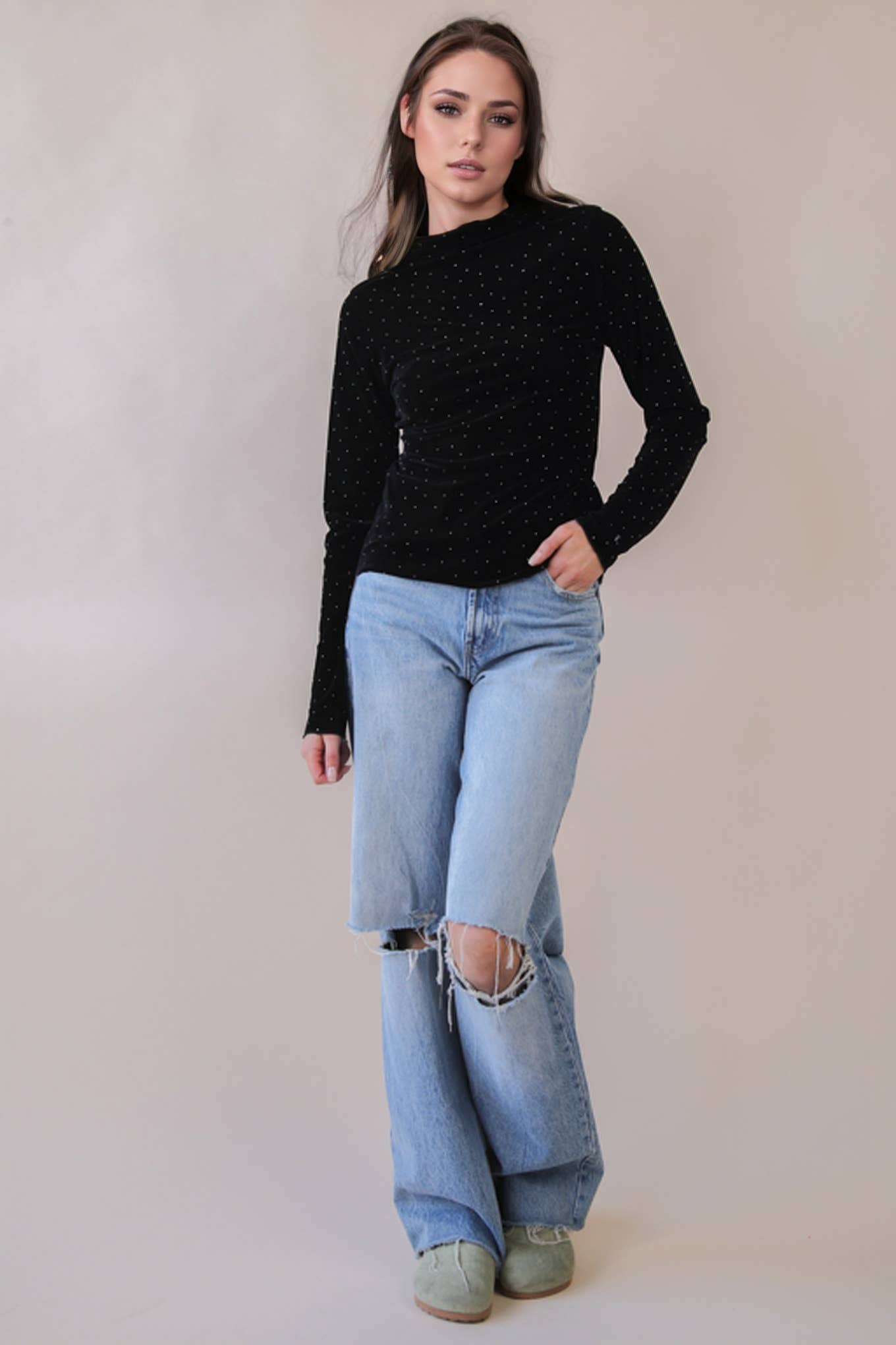 Black Leopard Layering Top