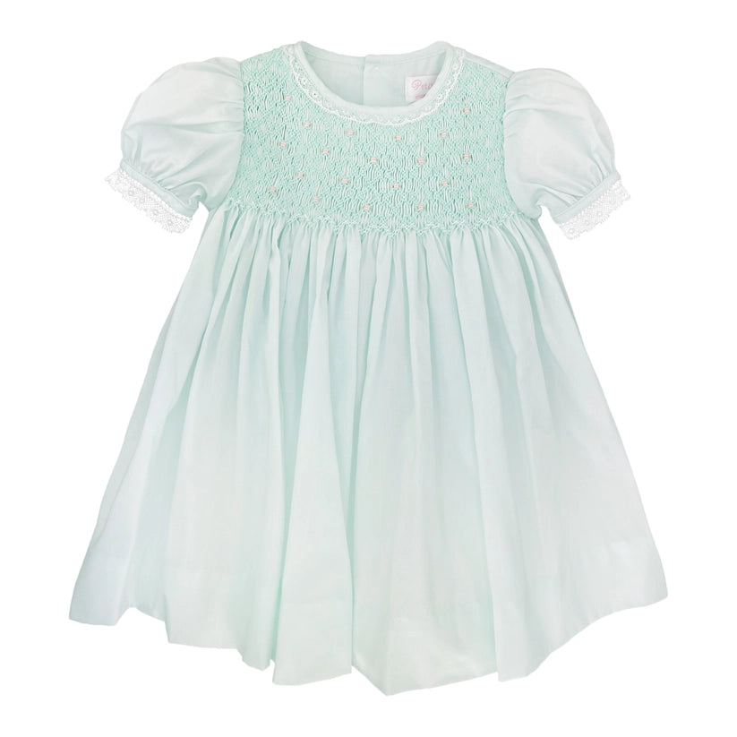 Petit Ami Infant Girls Mint Green Smocked Dress & Diaper Panty 9M