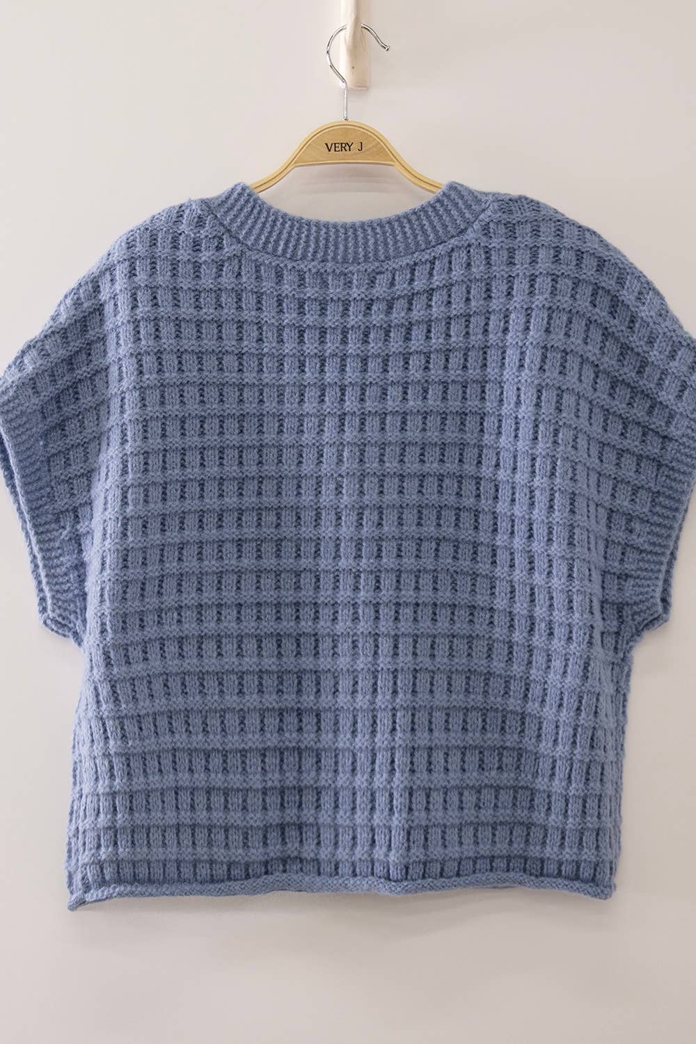 Daphne Dusty Blue Waffle Knit Cardigan