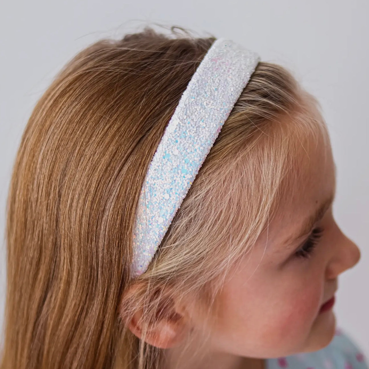 Girl's Tapered White Glitter Headband