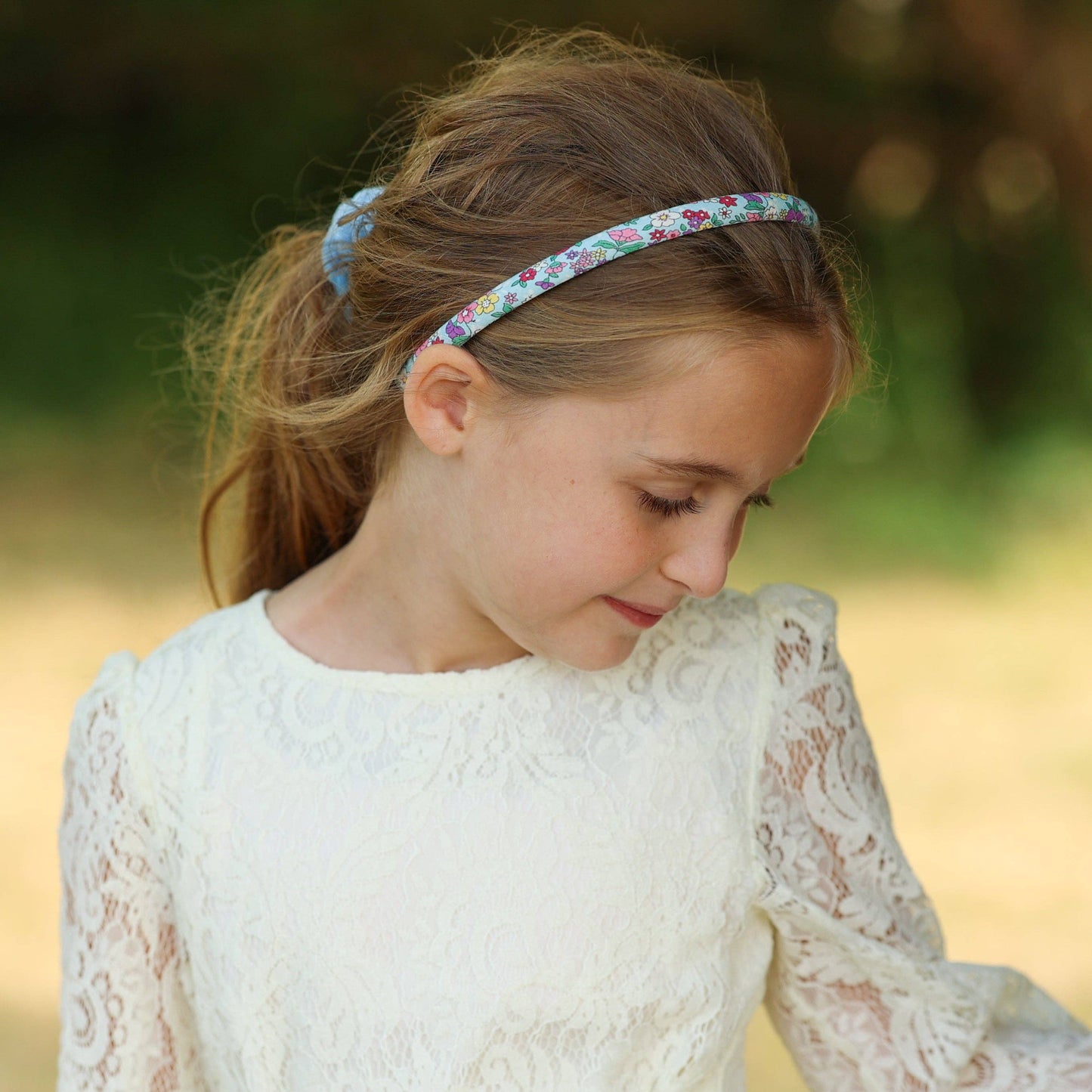 Girl's Aqua Thin Floral Headband