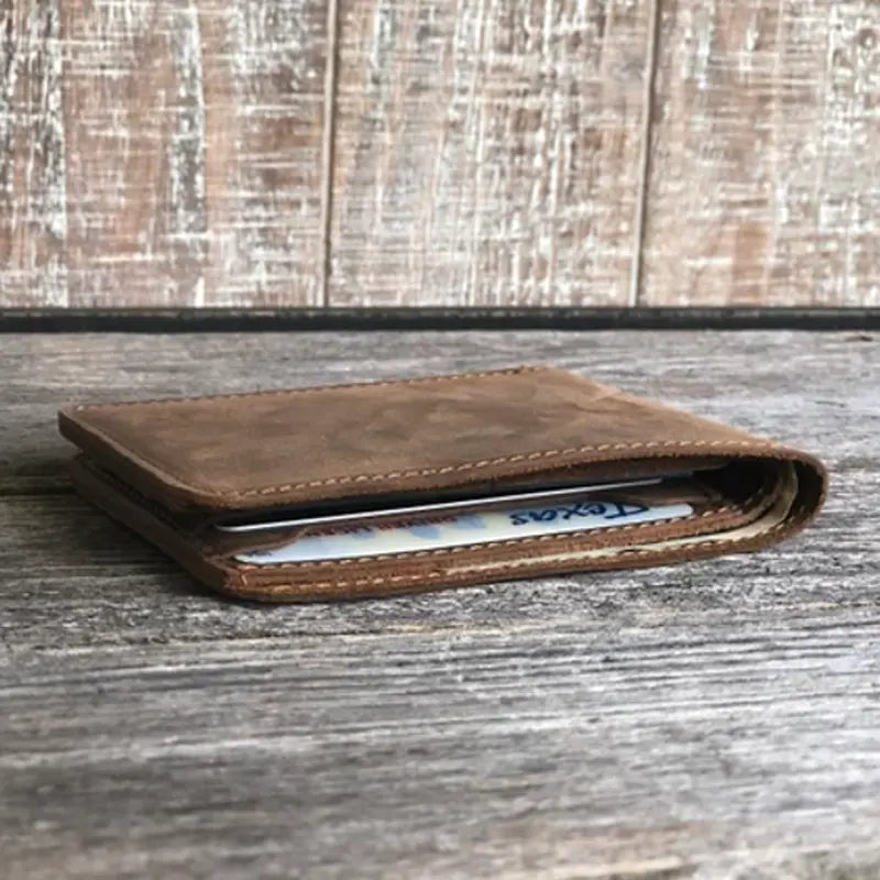 Dark Brown Genuine Leather Bi-Fold Wallet