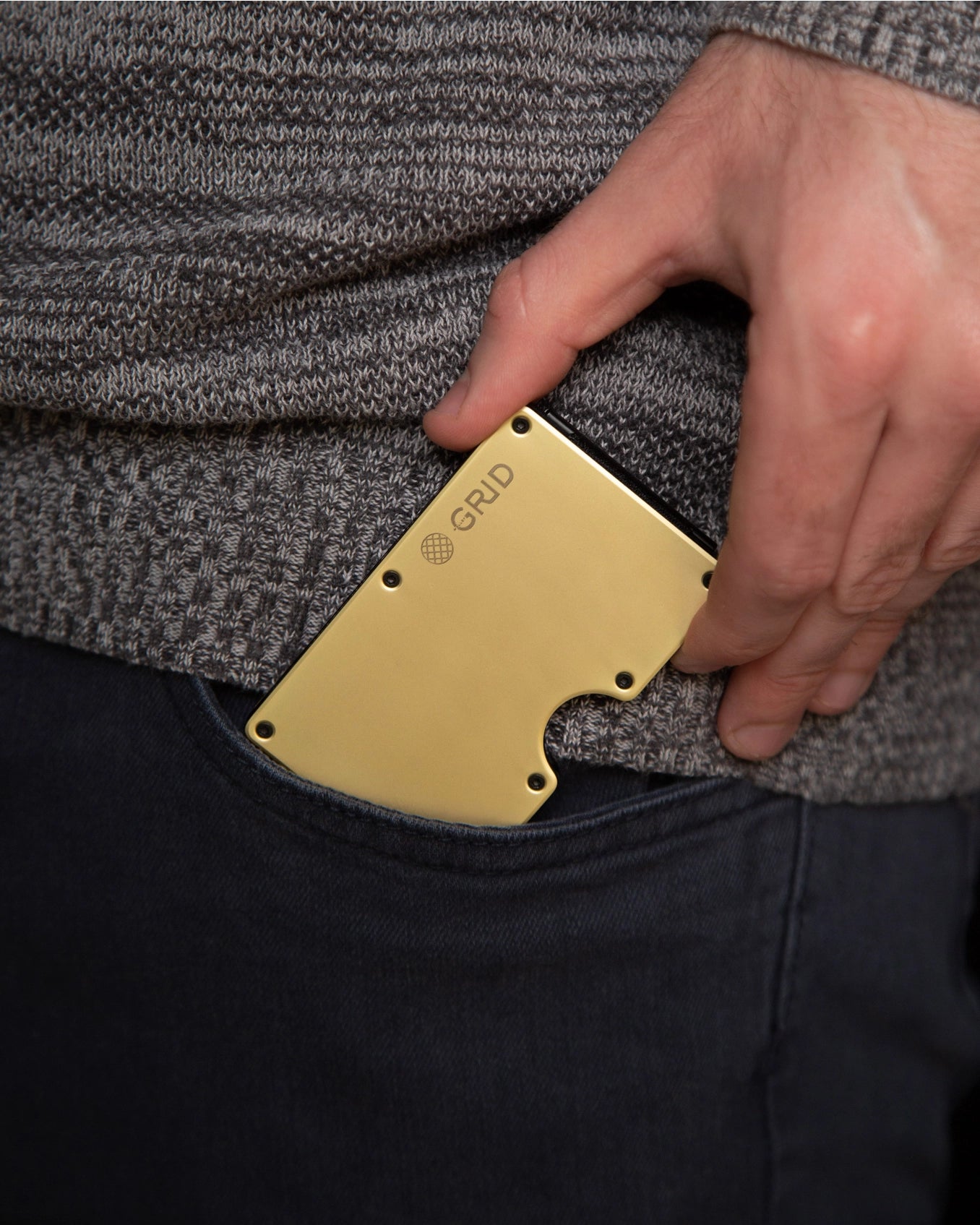 Gold Aluminum Grid Wallet