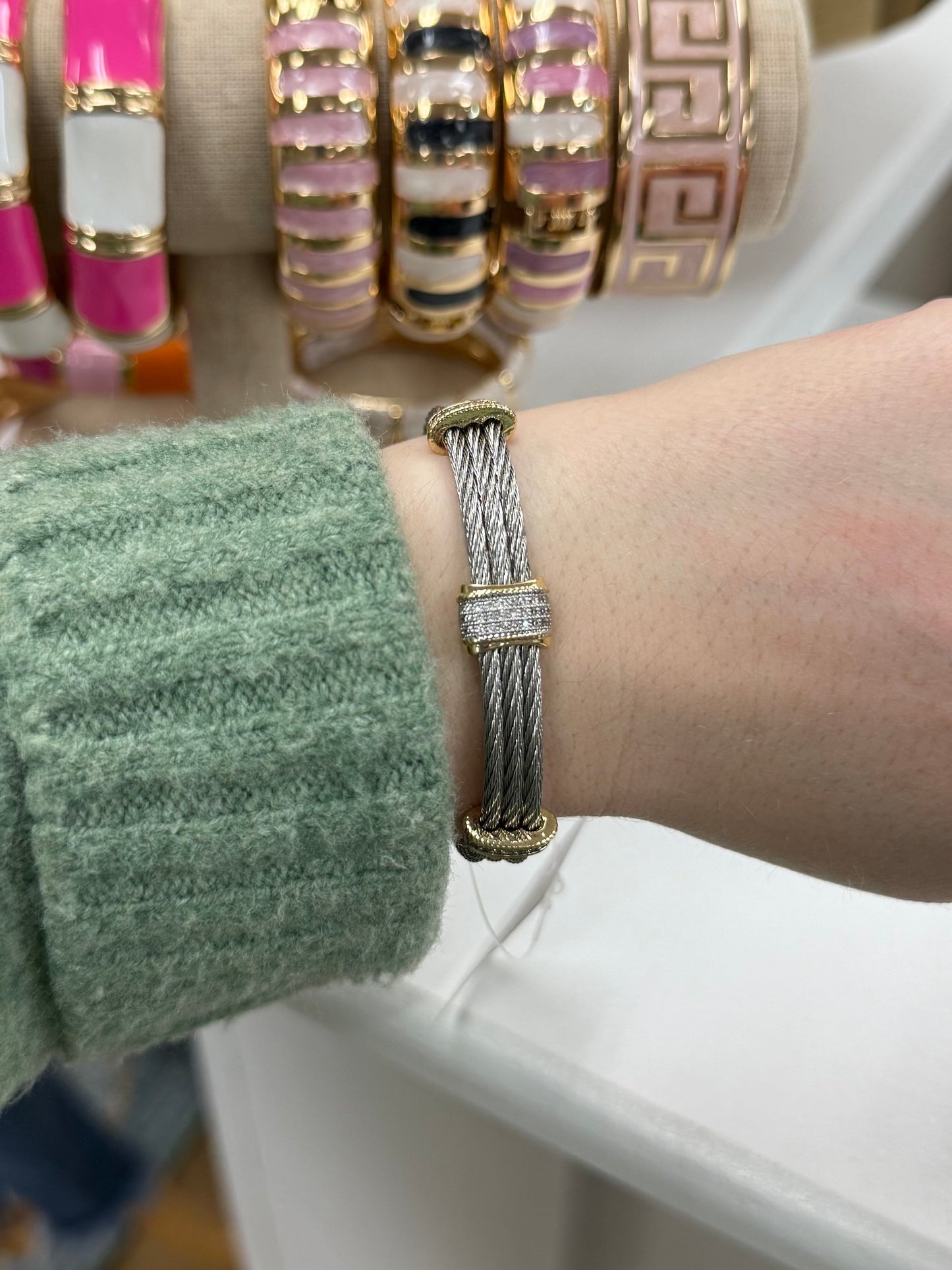 Trinity Silver Rope Cuff Bracelet
