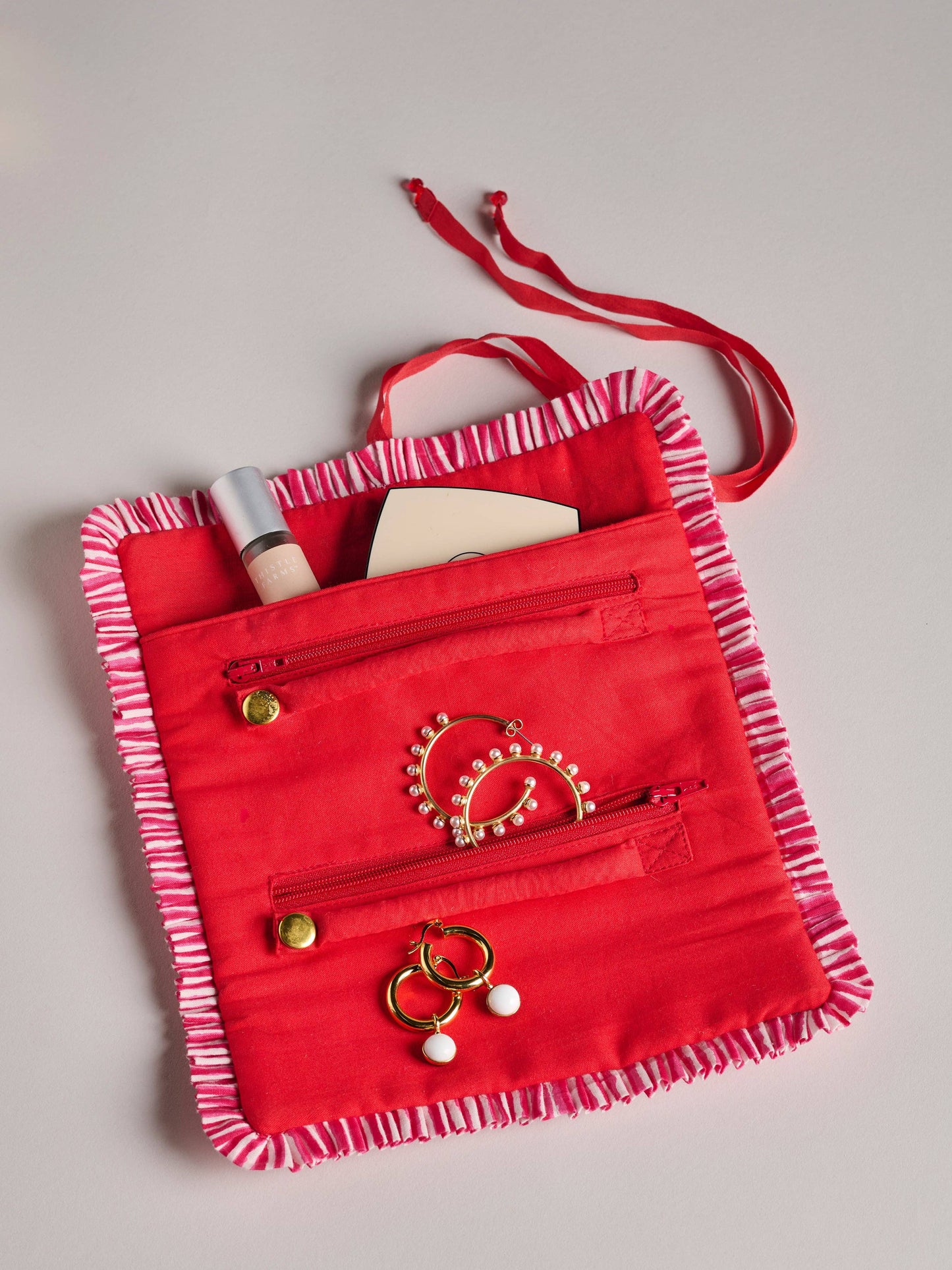 Elle Red Jewelry Roll