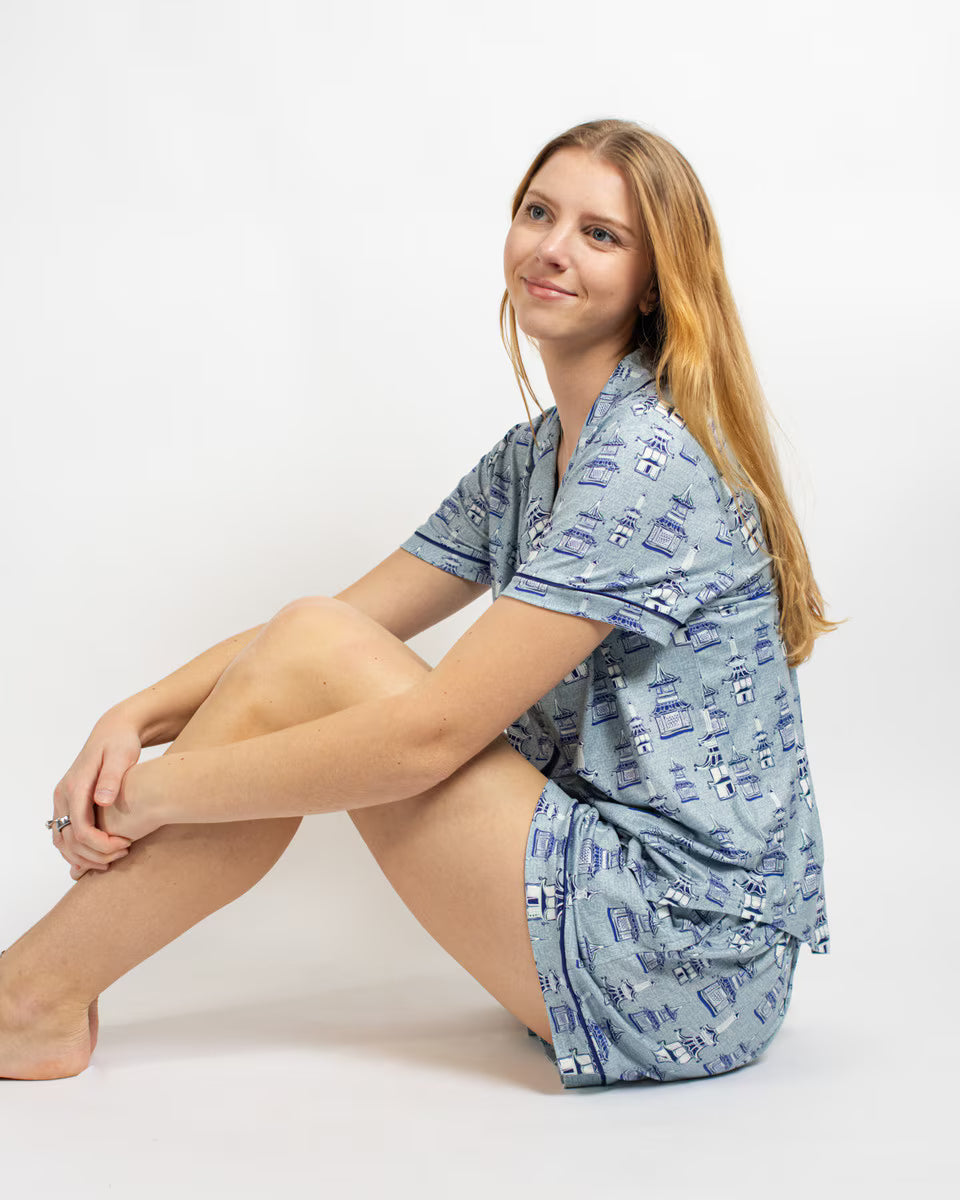 Pagoda Short Sleeve Pajama Top
