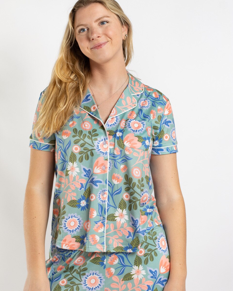 Lizzie Short Sleeve Button Up Pajama Top