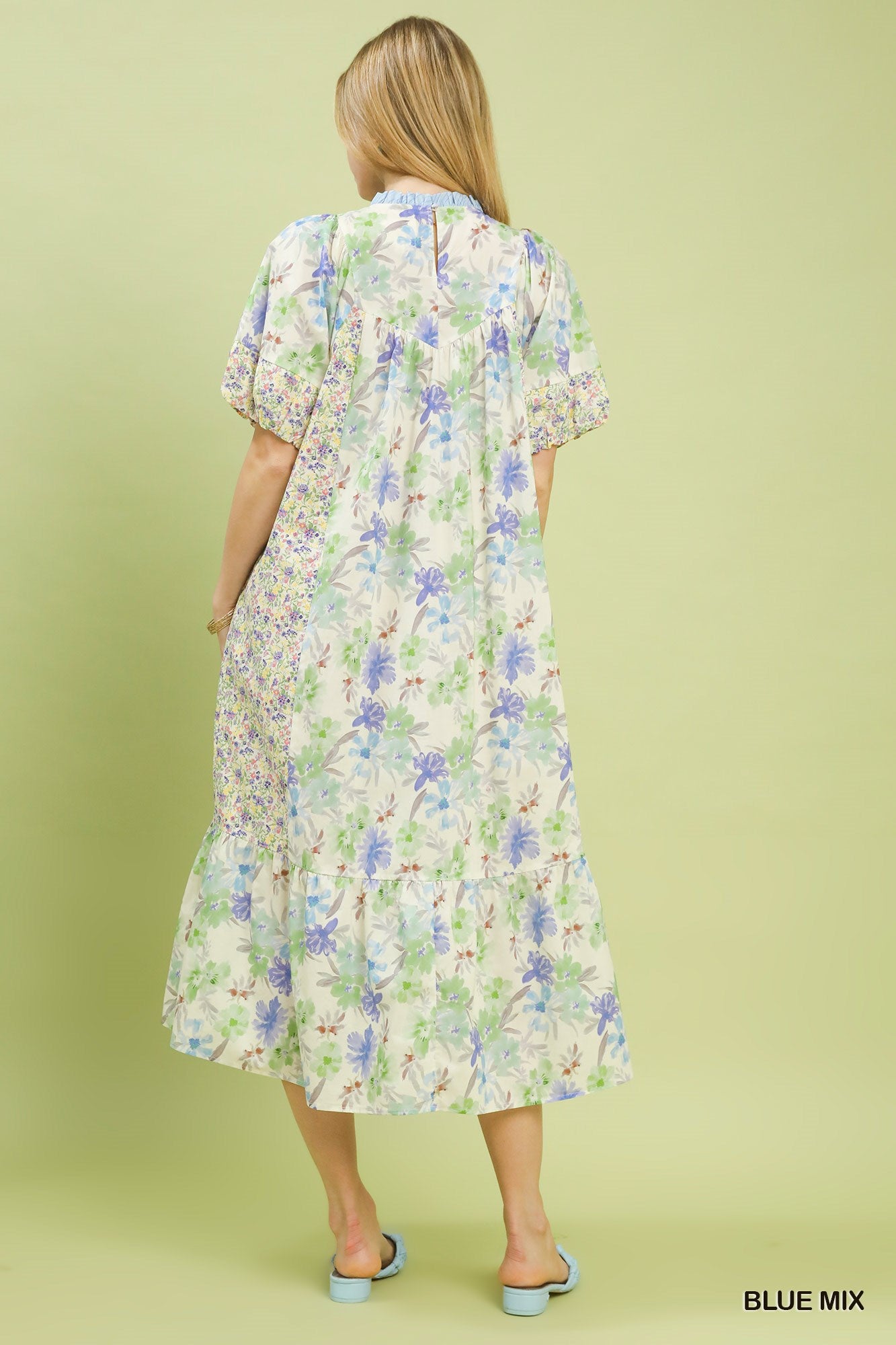 Take Me To Tea Midi Dress - Blue Mix