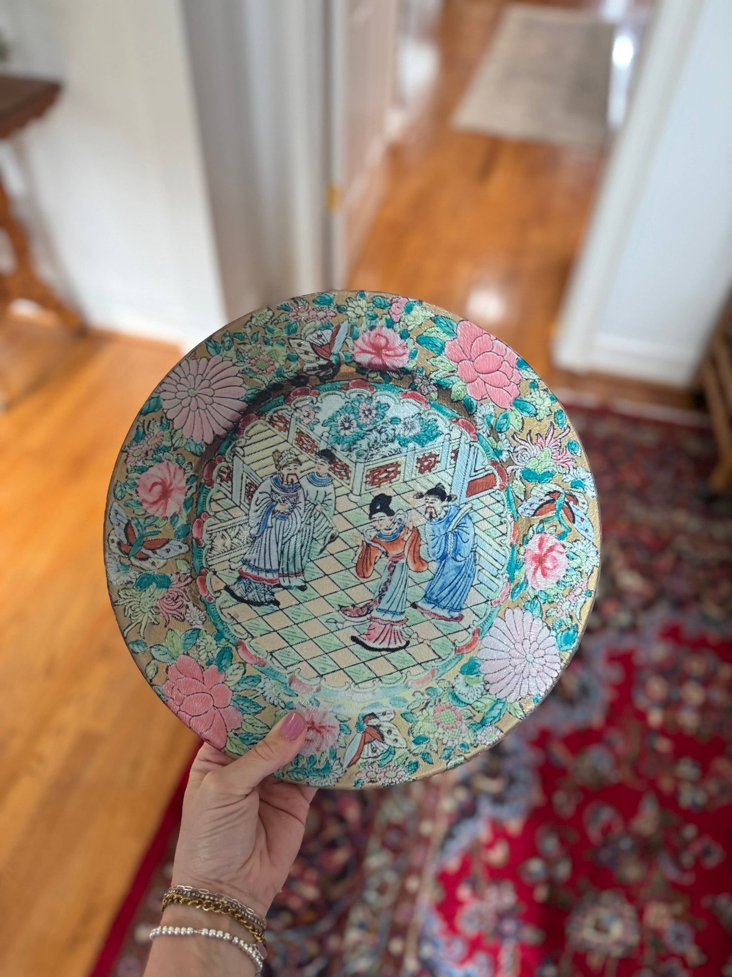 Rose Medallion Grandmillennial China Plate Cutting Board