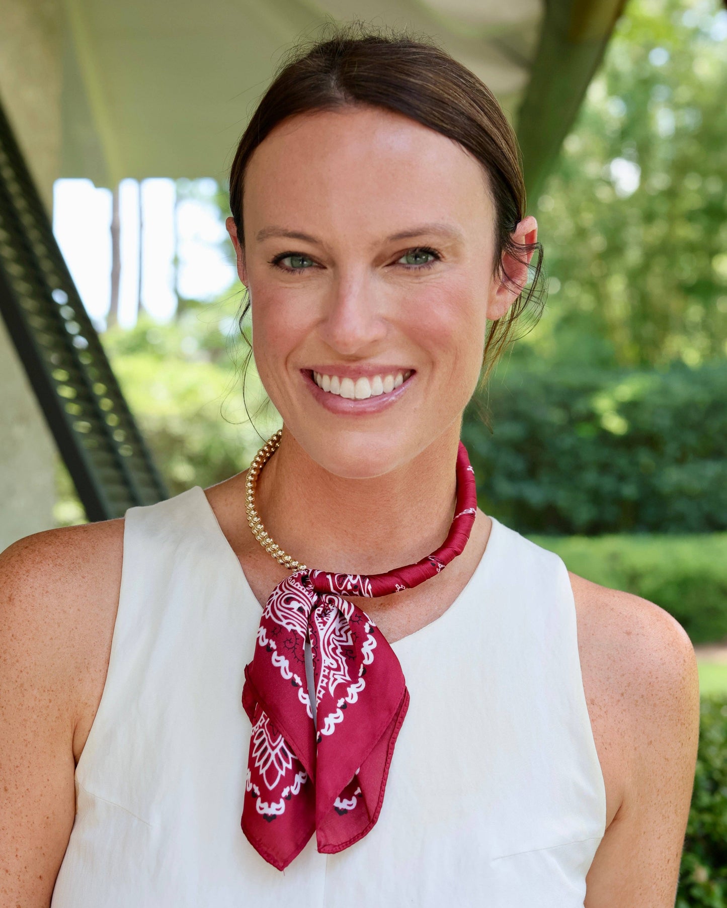 Laya Beaded Scarf Collar Necklace in Burgundy