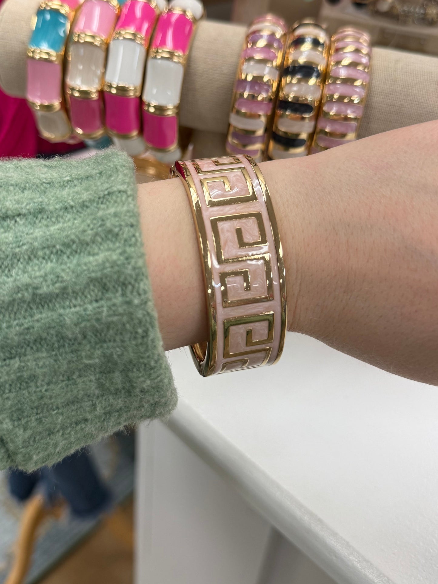 Emily Greek Key Bangle Bracelet