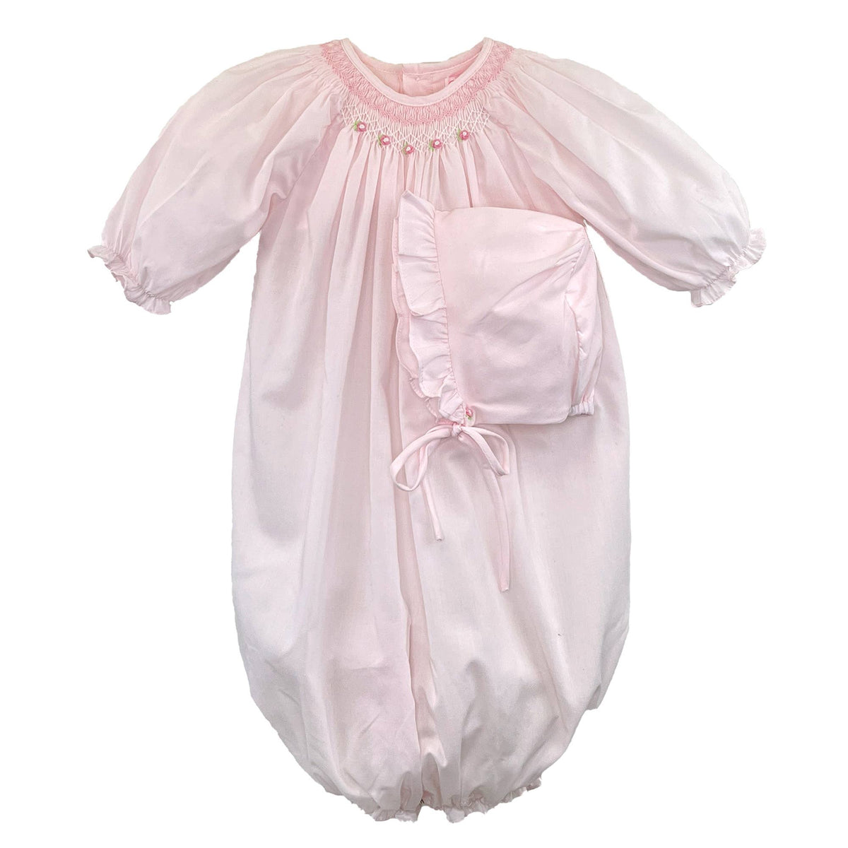 Pink Bishop Smocked Heirloom Gown & Bonnet