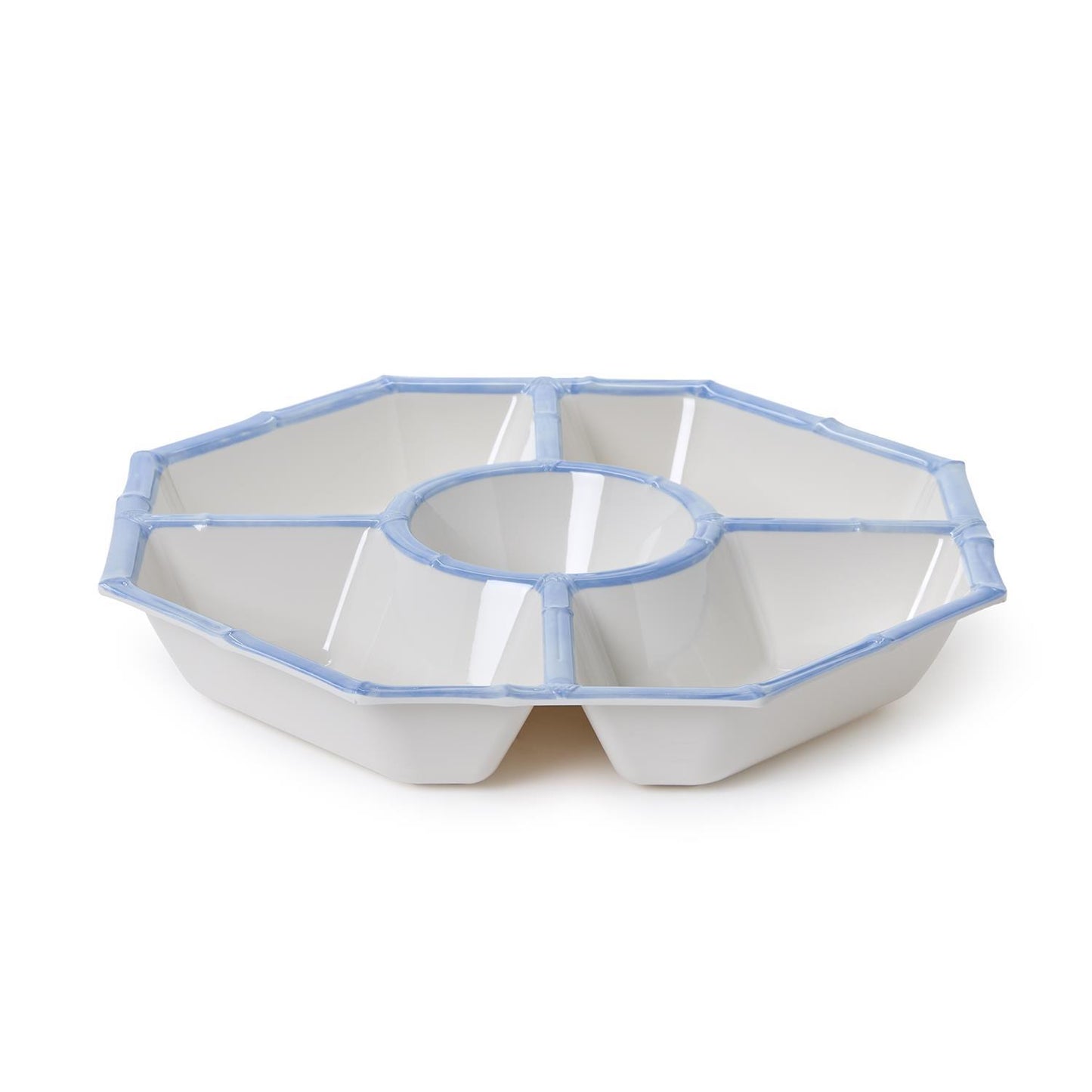 French Blue Bamboo Chip & Dip Melamine Bowl