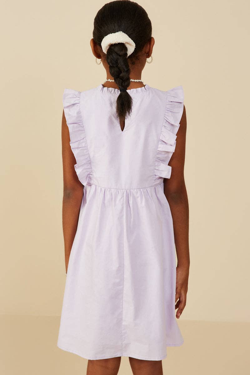 Girls Lavender Ruffle Sleeveless Dress