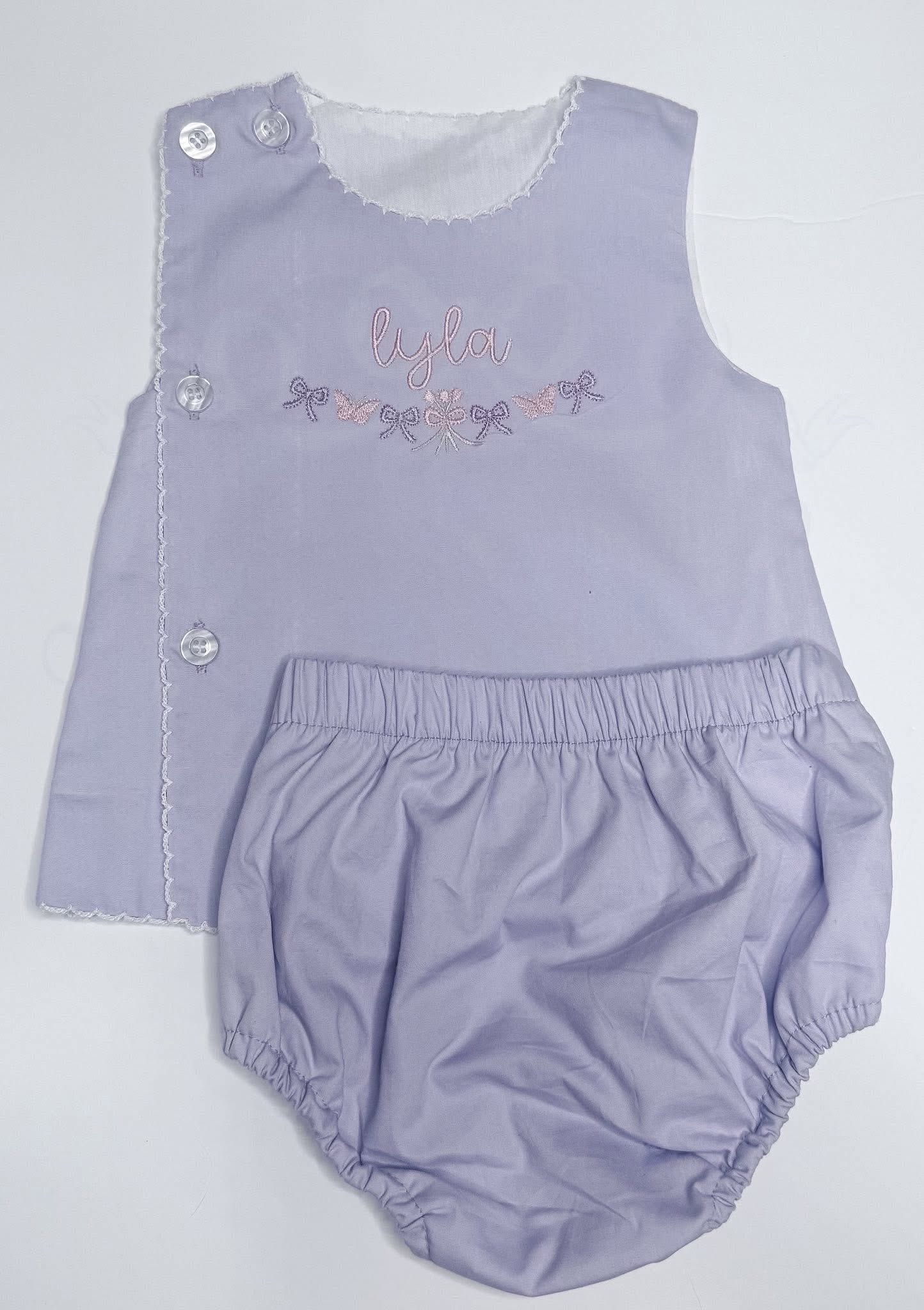 Purple Signature Scalloped Diaper Set