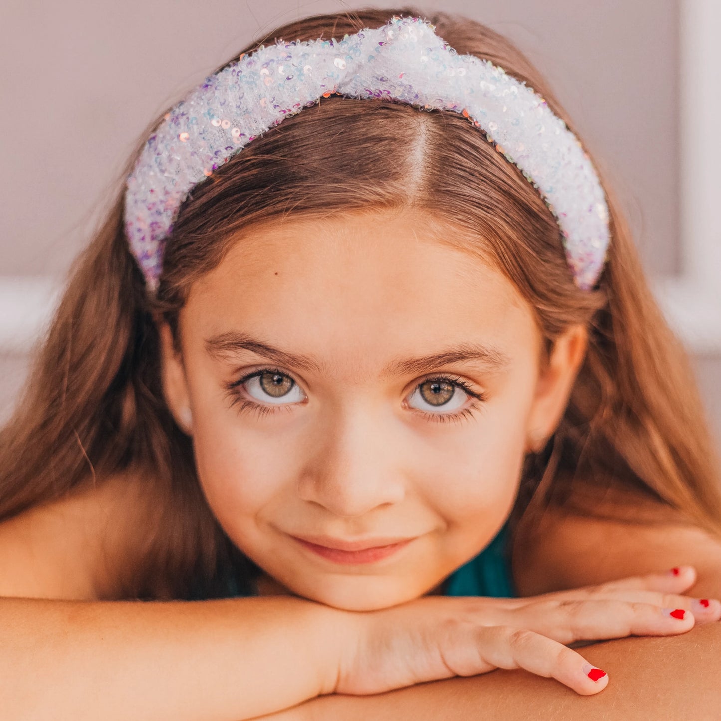 Girl’s White Sequin Knot Headband