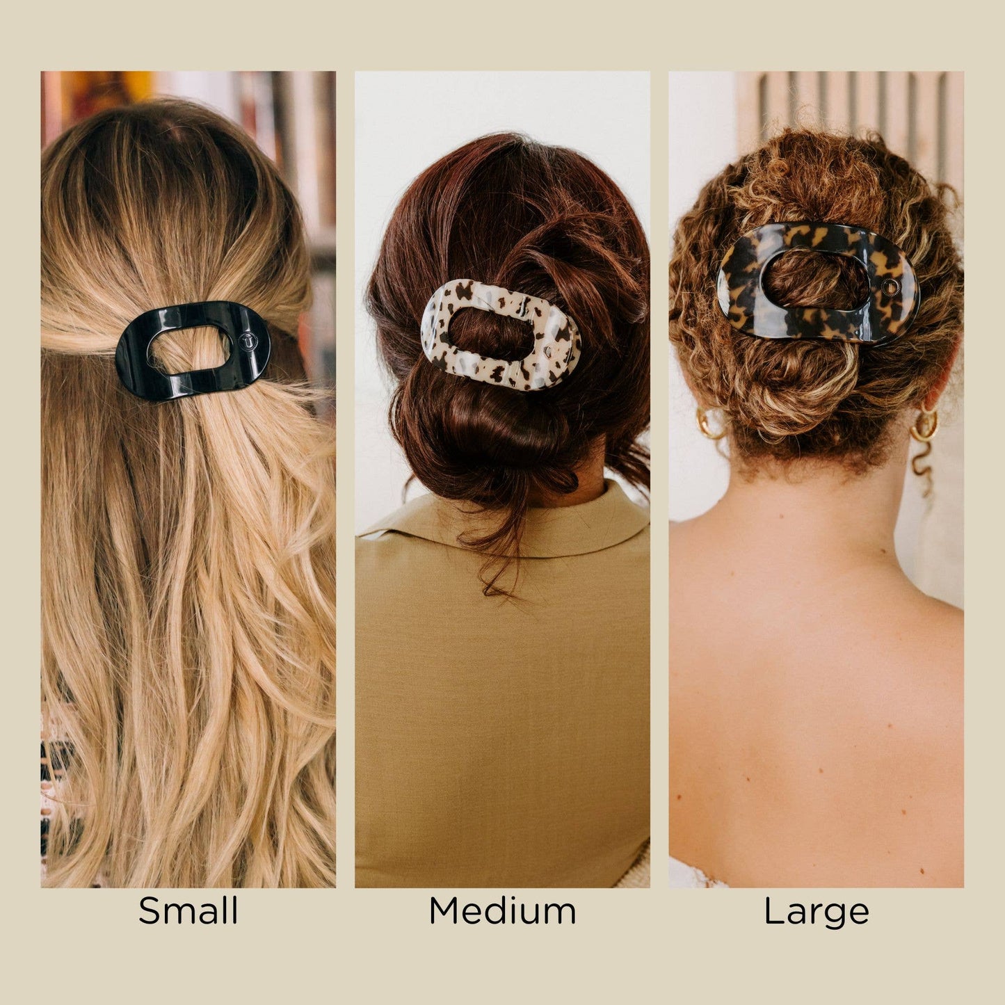 Flat Round Hair Clip | Large | Truly Taupe Quilted