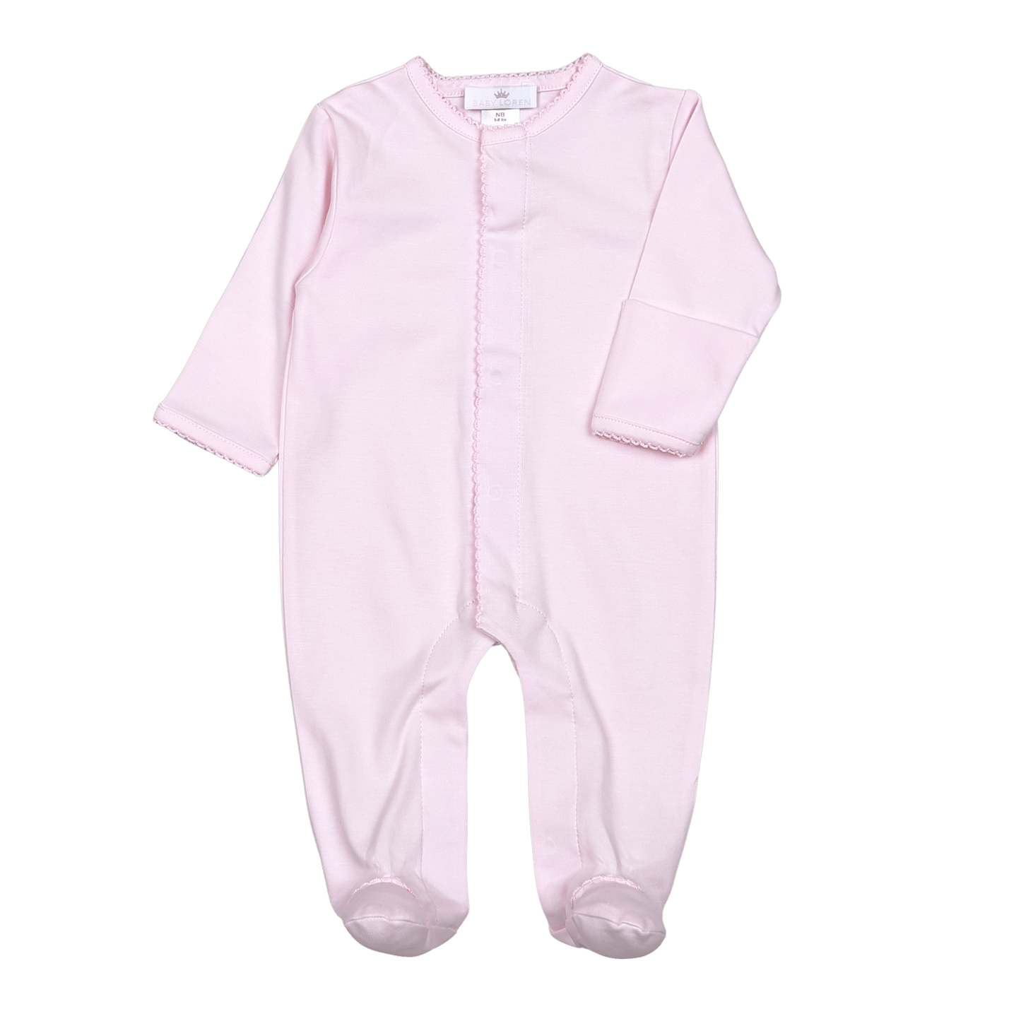 Pink Snap Footie / Pink Picot Trim