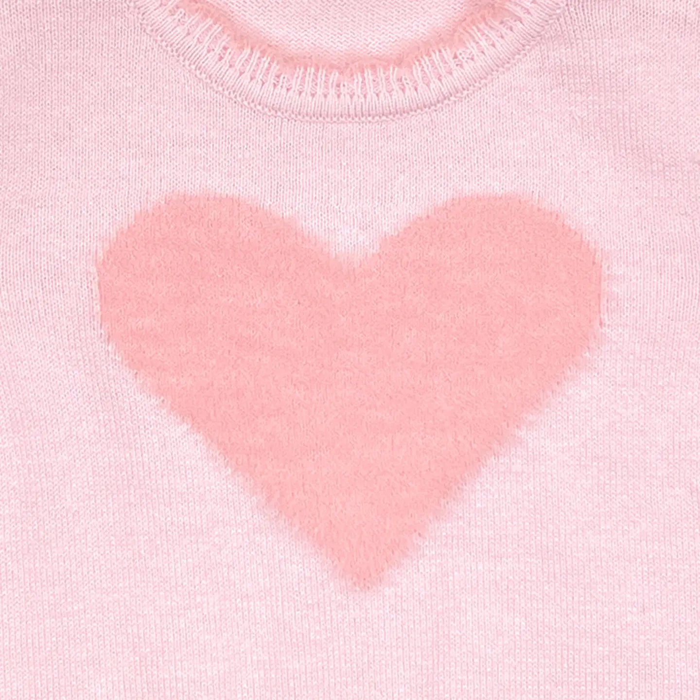 Fuzzy Heart Lightweight Knit Sweater