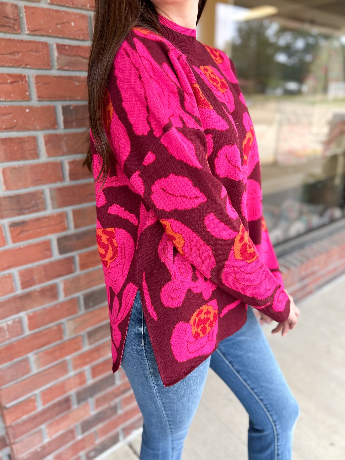 Heart On The Line Floral Sweater