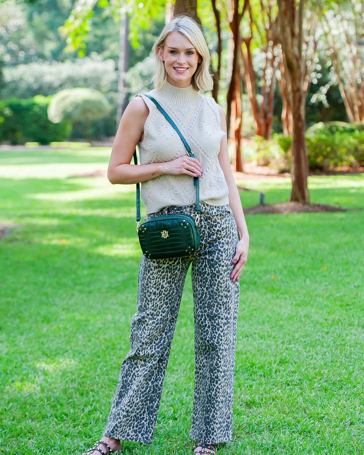 Sloane Studded Crossbody - Hunter Green