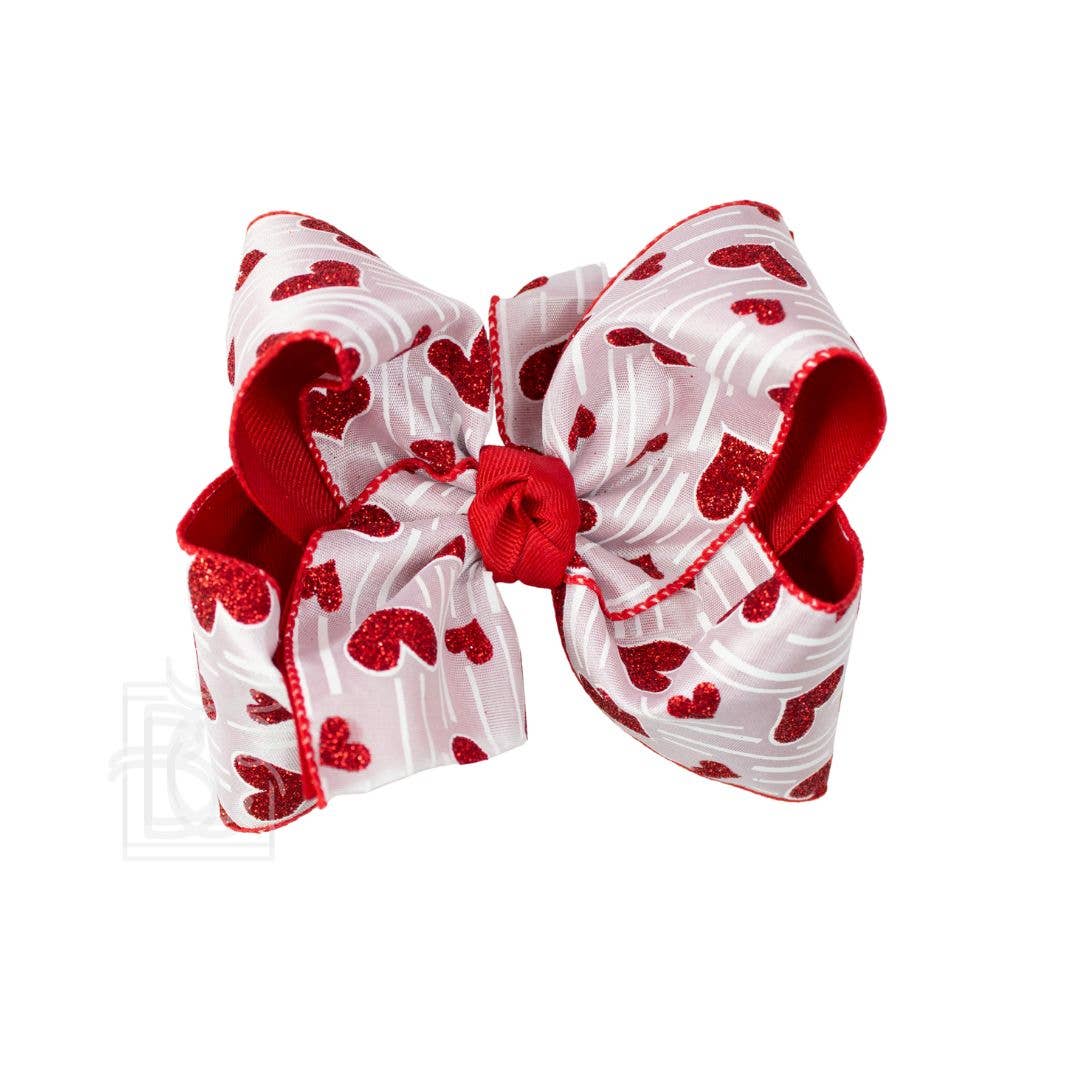 4.5" Layered Red Heart Glitter Hair Bow