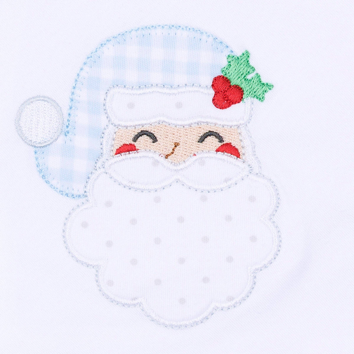 Blue Sweet St. Nick Applique Baby's First Christmas Footie
