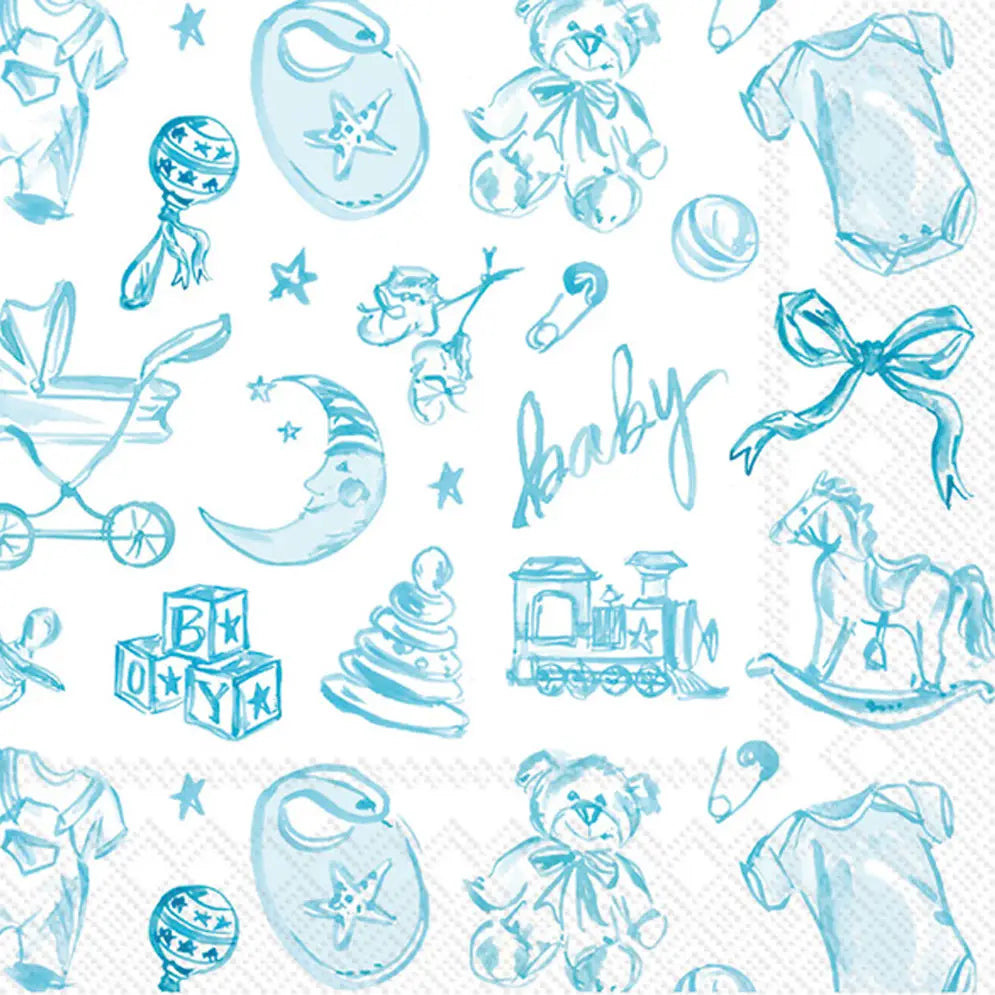 Blue Baby Toile Cocktail Napkins