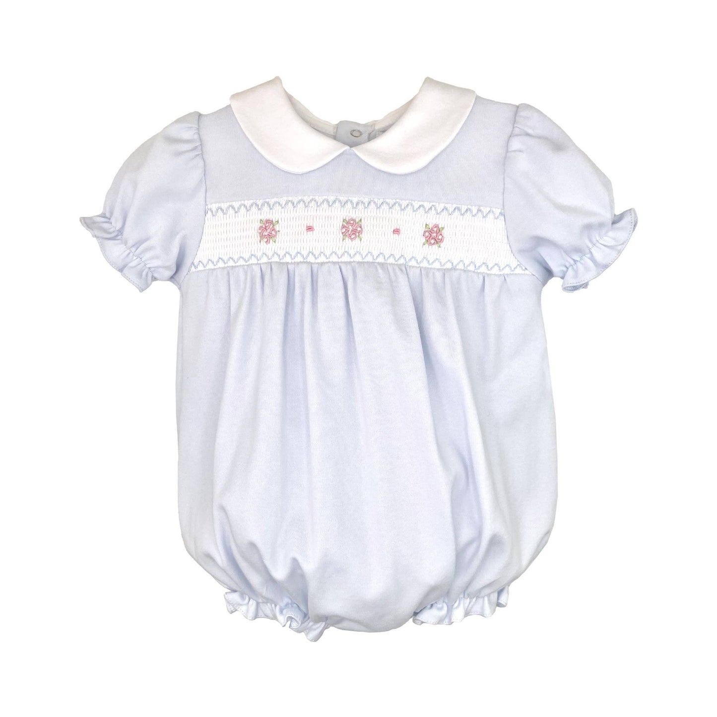 Blue Smocked Flower Knit Bubble