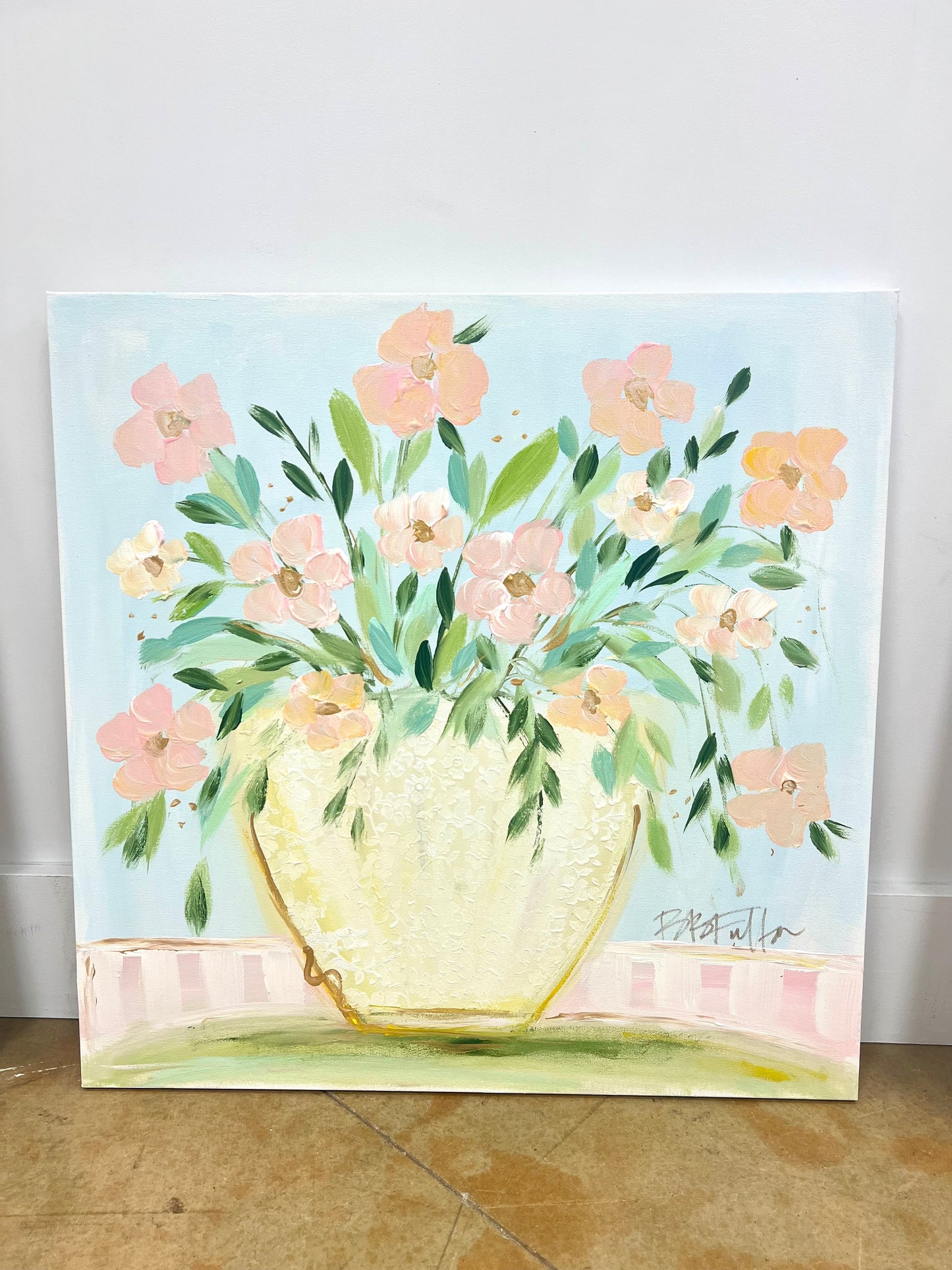 BB Fulton 24x24 Pink Florals Canvas