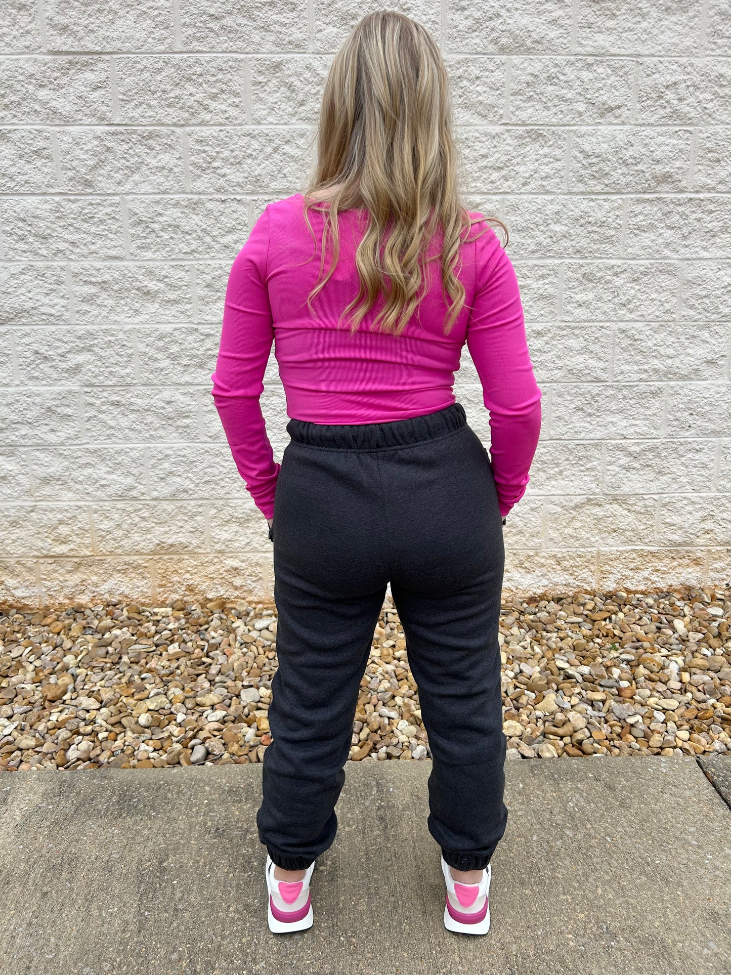 Walk With Me Charcoal Fleece Drawstring Joggers