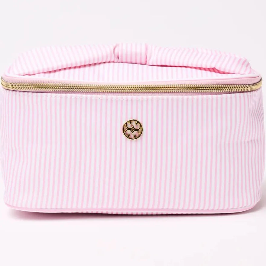 Kiss & Makeup Cosmetic Bag - Pink Stripe