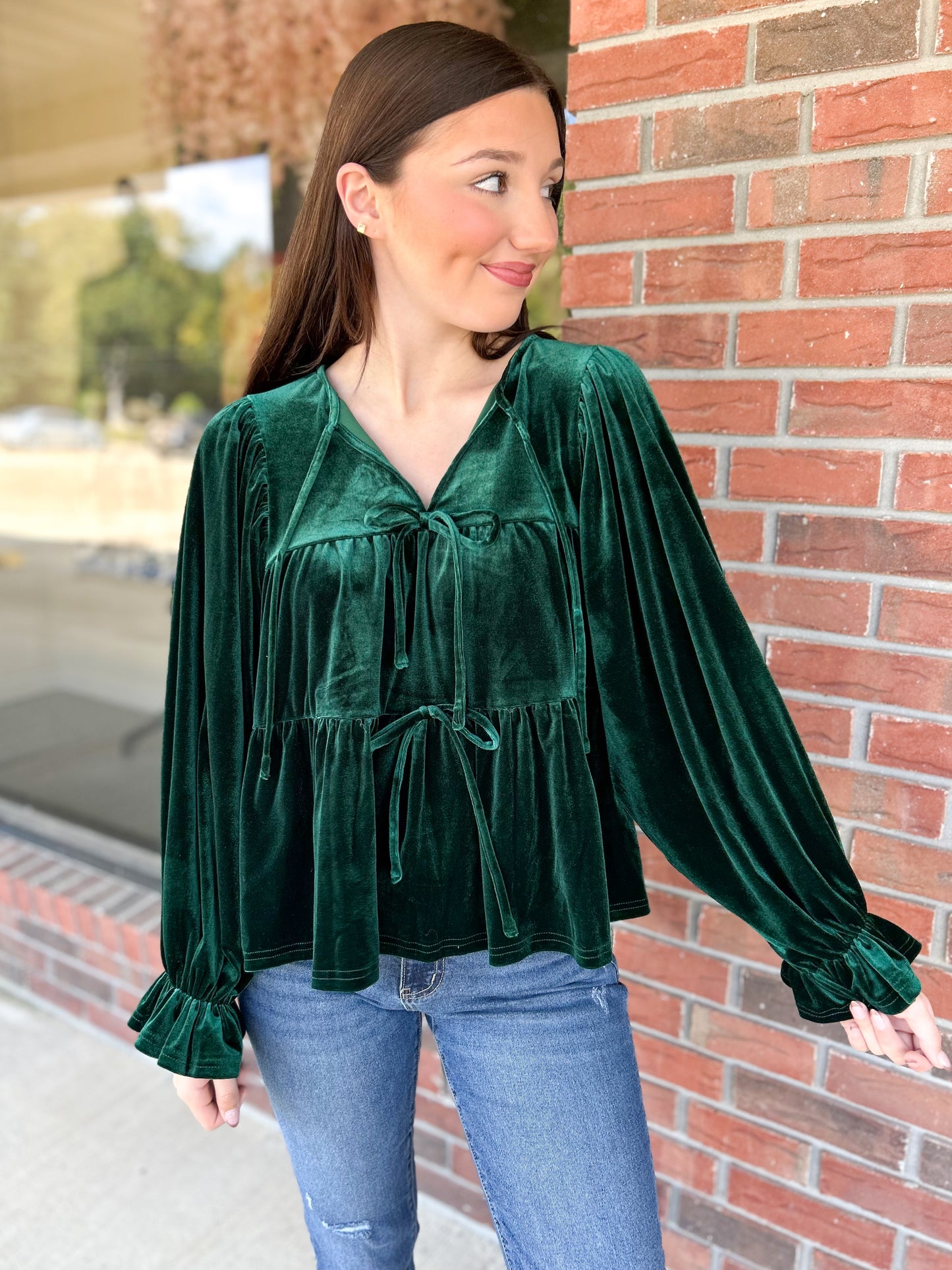 Feeling Festive Hunter Green Velvet Top