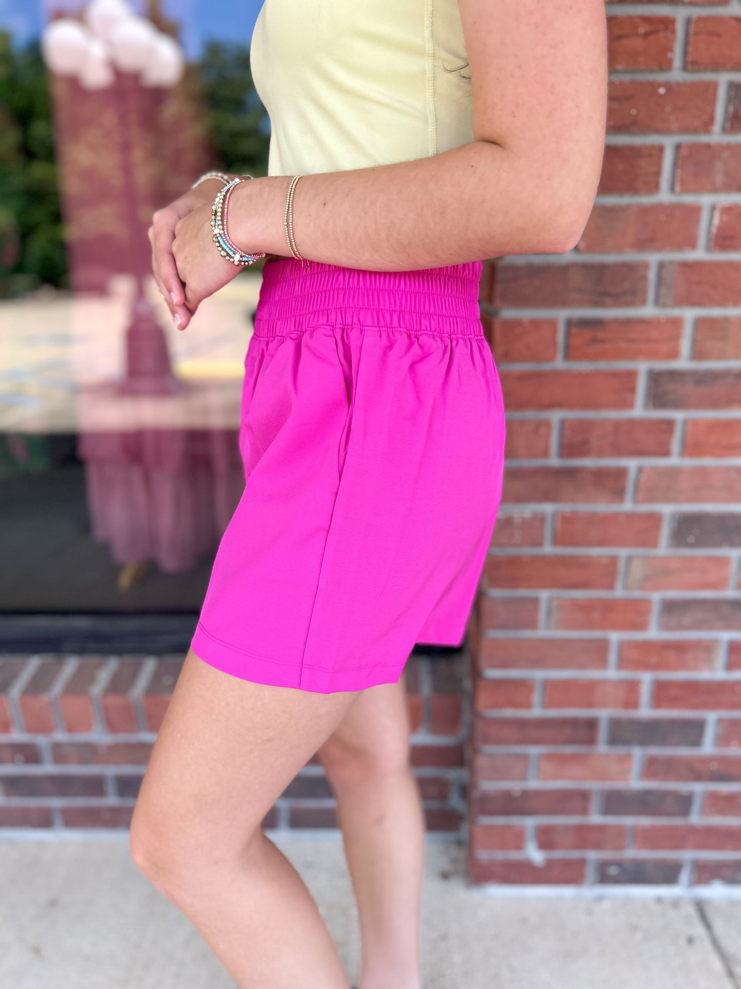 Light Magenta Soft Woven Lined Shorts With Pocket